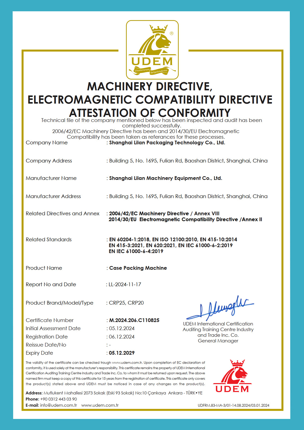 Case Packing Machine CRP25, CRP20 C110825 MD+EMC