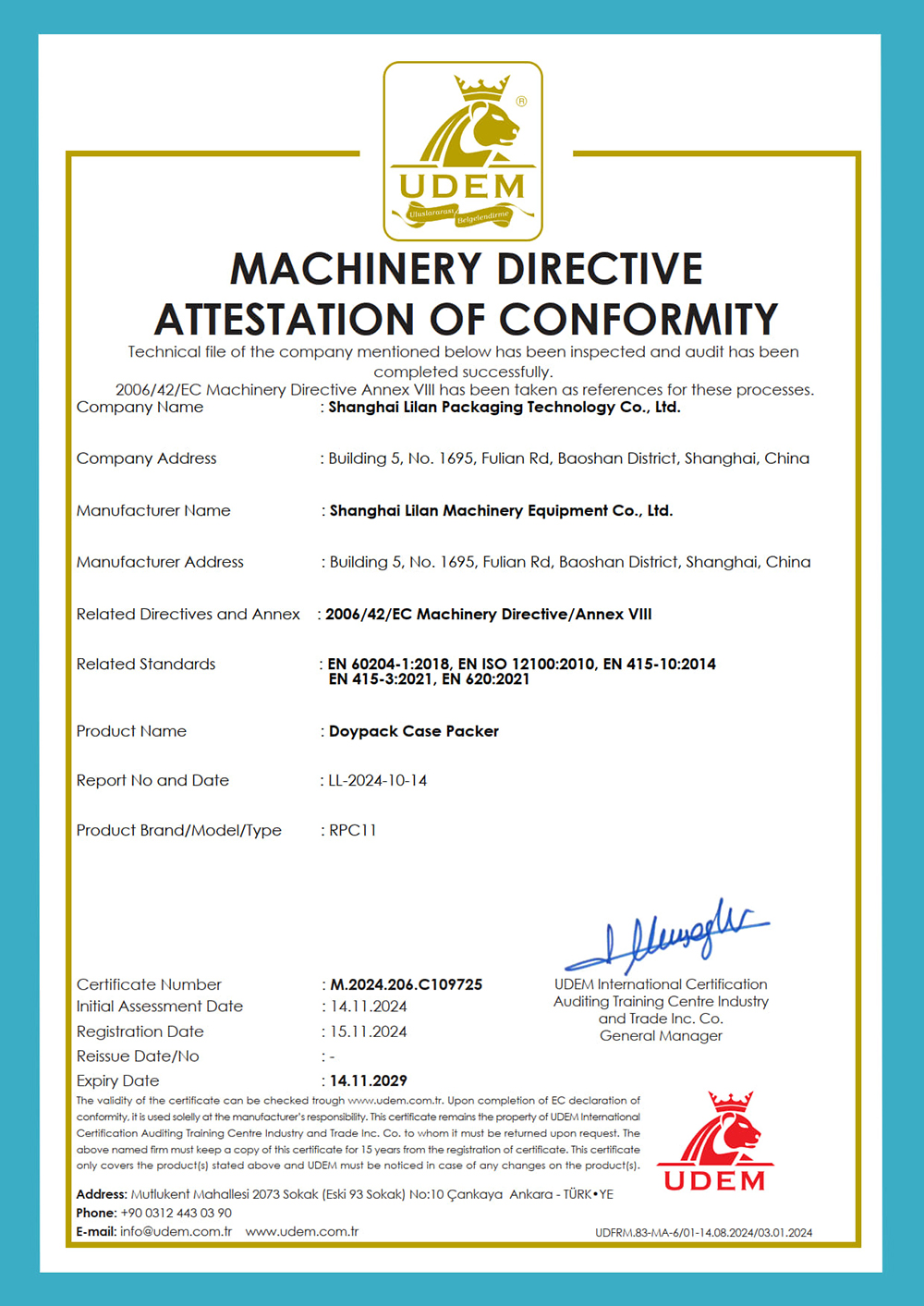 Doypack Case Packer RPC11 C109725 MD