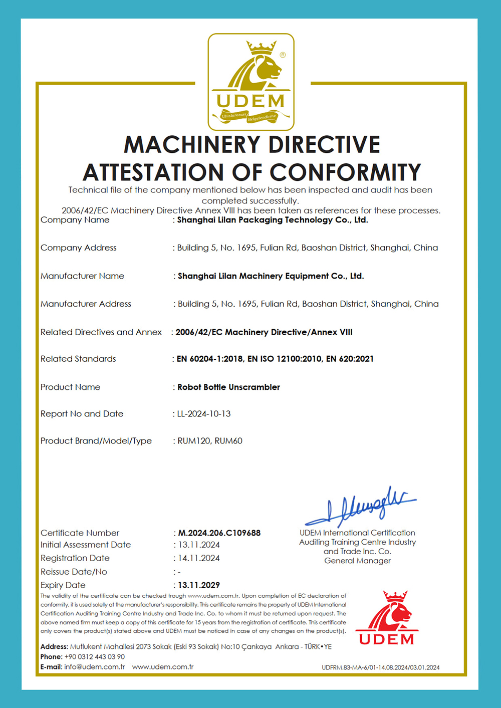 Robot Bottle Unscrambler RUM120, RUM60 C109688 MD